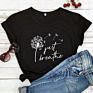 Just Breathe 100% Cotton T-Shirt Vintage Women Anxiety Graphic Tshirt