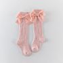 K1118204 1-8Y Kids Baby Knee High Girls for Children Princess Style Knit Toddler Cotton Long Socks with Velvet Bows