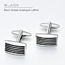 Kaidvll Cufflinks Luxury White Stripe Rectangle Cufflink Crown Crystal Novelty Cufflink for Mens