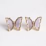Korean Jewelry Color Transparent Glass Butterfly Earrings Needle Crystal Butterfly Stud Earrings