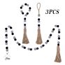 Large Wooden Bead Garland with Tassels Christmas Wood Crafts Decorations for Home Decor Wood