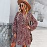 Leopard Print Long Sleeve Loose Dress for Women Casual