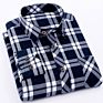 Long Sleeve Check Flannel Shirt Polyester Men with Printing