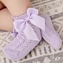 Lovely Baby Infant Girls Socks Kids Pure Color Pink Red Yellow Mesh Ruffle Socks Cute Bow Knot Short Socks