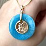 Luxury Jewelry Peace Buckle Pendant Colorful Jade round Pendant Peace Sign Charms Necklace Women Charm