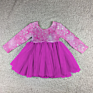 Lz Children Pink Rainbow Printing Tutu Dress for Kid Valentines Day Longsleeve Baby Girl Dress Party Dresses