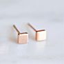 Minimalist Ear Silver Gold Color 4Mm Square round Triangle Cross Heart Shape Stainless Steel Stud Earrings