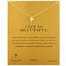Most Popular Lucky Wishes Card Gold Plated Elephant/Dragonfly Pendant Jewelry Pendant Collarbone Chain Necklaces