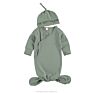 Newborn Infant Toddler Boy Girl 100% Cotton Knotted Kimono Baby Sleep Gown with Hat