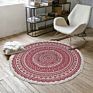 Nordic Ethnic Style Cotton Linen round Floor Mat for Living Room Bedroom Anti-Slip Doormat Tassels Boho Carpet