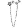 Nuoro Hip Hop Cross Heart Star Chain Cartilage Double Stud Earrings for Women Man Stainless Steel Ear Helix Piercing Jewelry