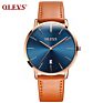 Olevs 5869 L Luxury Olevs Quartz Genuine Leather Strap Minimalist Ultrathin Wrist Watches Waterproof