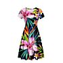 One Customfashion Personality Sunflower Lotus Multi-Color Anime Pattern O-Neck Print Ladies Dress