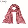 Ph Most Popular Latest Style Plain Crinkle Viscose Small Tassel Shawl Scarf