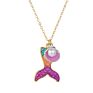 Product Cute Design Alloy Gold Plated Seashell Starfish Mermaid Beach Style Corlorful Pendant Necklace for Kids