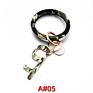 Pu Leather O Bracelet Bangle Key Chain Tassel Acrylic Door Opener Contactless Pendant Wristlet Leopard Print Tassels Key Ring