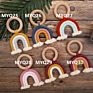 Rainbow Macrame Teether Wooden Teething Ring Baby Teether Toy