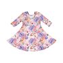 Rainbow Print Cute Toddler Long Sleeves Twirl Dress Boho Dress Elegant Casual Dresses