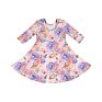 Rainbow Print Cute Toddler Long Sleeves Twirl Dress Boho Dress Elegant Casual Dresses