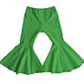 Red Color Green Color Christmas Clothes Stacked Pants Kids Santa Bells Trousers Solid Color Cotton