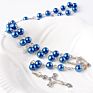 Rosary Bead Necklace Crystal Cross Pendant Necklace Catholic Religious