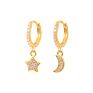 Roxi Zircon Star Moon Charms Drop Earrings Huggies Earrings for Women S925 Silver