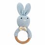 Safety Bpa Free Silicone Baby Wooden Rabbit Crochet Bunny Rattles