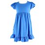 Short Sleeves Blank Embroidered Kids Girls Solid Dress Adorable Smocking Dress with Ruffle