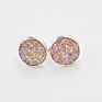 Silver Plating Stud Resin Druzy Drusy Earrings 12Mm Resin Cabochon Earrings for Women Jewelry Gift