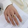 Simple Double-Layer Multi-Layer Plain Titanium Steel 18K Gold Ring for Men and Women Couples