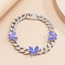 Small Butterfly Cuban Link Anklet 9Mm Iced Out Cuban Anklets Women Hip Hop Rapper Bling Foot Jewelry