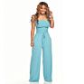 Solid Color Tube Top Wide Leg Jumpsuit One Piece High Waist Women Jumpsuit Pants