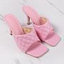 2020 New Arrival Tropez Sqaure Toe Quilted Heeled Mule