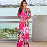 Strapless Tube Top Floral Print Dress Bohemian Stytle Flowing Slash Neck Long Dress