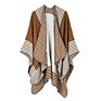 Stripe Printing Design Acrylic Poncho Cloak Thick Warm Multicolor Poncho Shawls for Women Wool Spinning Shawl