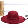 Style Woollen Hat Big Brim Buckle and British Pu Leather Belt Fedora Hat for Ladies
