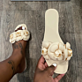 Stylish Girls Light Weight Shoes Colorful Flower Decoration Ladies Flat Slides Slippers