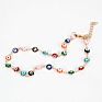 Stylish Multi Color Gold Plated Enamel Evil Eyes Bracelet Necklace Oil Dripping Beads Eyes Anklet Bracelet