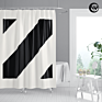 Sublimation Geometry Pattern Bathroom Shower Curtain, Washable 100% Polyester White Bathroom Curtains/