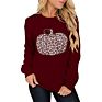 Tkop1959 Fall/ Women's round Neck Halloween Pumpkin Leopard Print Long Sleeve Women Sweatshirt