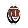 Trending Unique Rugby Football Sports Earings Water Drop Glitter Leather Teardrop Earrings Women