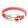 Unisex Couple Handmade Jewelry Multi Double Layer Woven Nylon Rope Hook Gold Plated Anchor Rope Bracelet