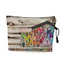 Vintage Beach Scenery Print Women Travel Storage Bag Linen Cloth Toiletries Organize Cute Cosmetic Bag Portable Make up Pouch