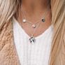 Vintage Boho Multi Layer Geometric Map Star Horns Metal Pendant Necklace for Women Collar