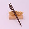 Vintage Retro Chinese Black Wooden Sandalwood Carved Long Horn Fork Pen Hairpin Wood Chopsticks Hair Sticks Pins Picks for Women