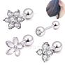 Vriua Titanium Steel Silver Floral Crystal Daisy Cartilage Piercing Ear Lobe Daith Lip Piercing Rings Facial Piercings