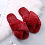 Warm Crossed Faux Fur Indoor Slippers Wholesales Women Stitched Fuzzy Outdoor Ladies Faux Fur Bedroom Fur Slippers for Women