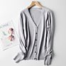 Women Autumn/ Knit Cardigan with Button Solid Color V-Neck Slim Ladies Wool Designer Outer Sweater