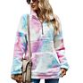 Women Autumn Leopard Print Splice Set Head Tie Dye Wool Loose Hoodie