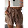 Women Bowknot Tie High Waist Casual Shorts A-Line Shorts with Pockets